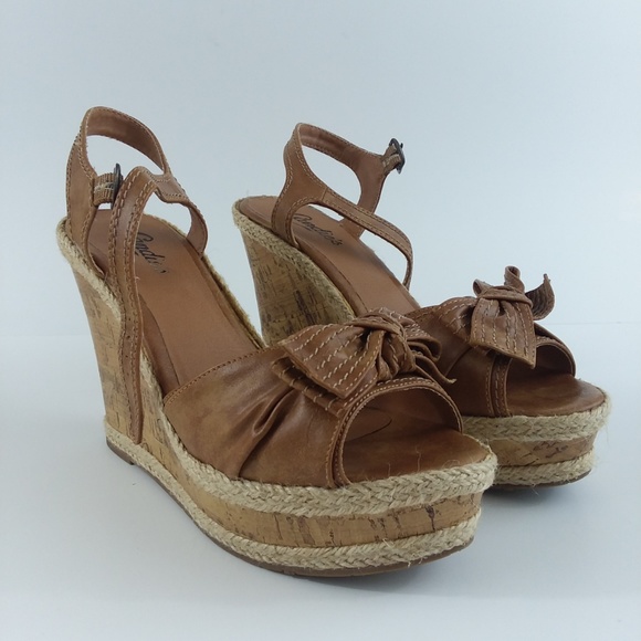 Candie's Shoes - Candie's Cabrice Cognac wedges size 8-1/2 M